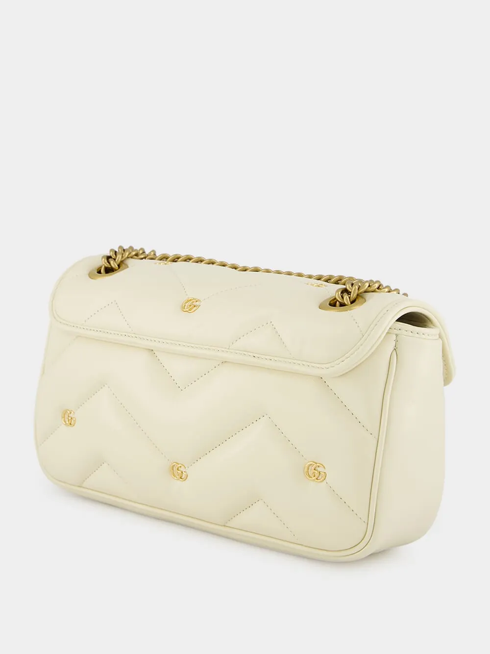 Small GG Marmont White Leather Bag
