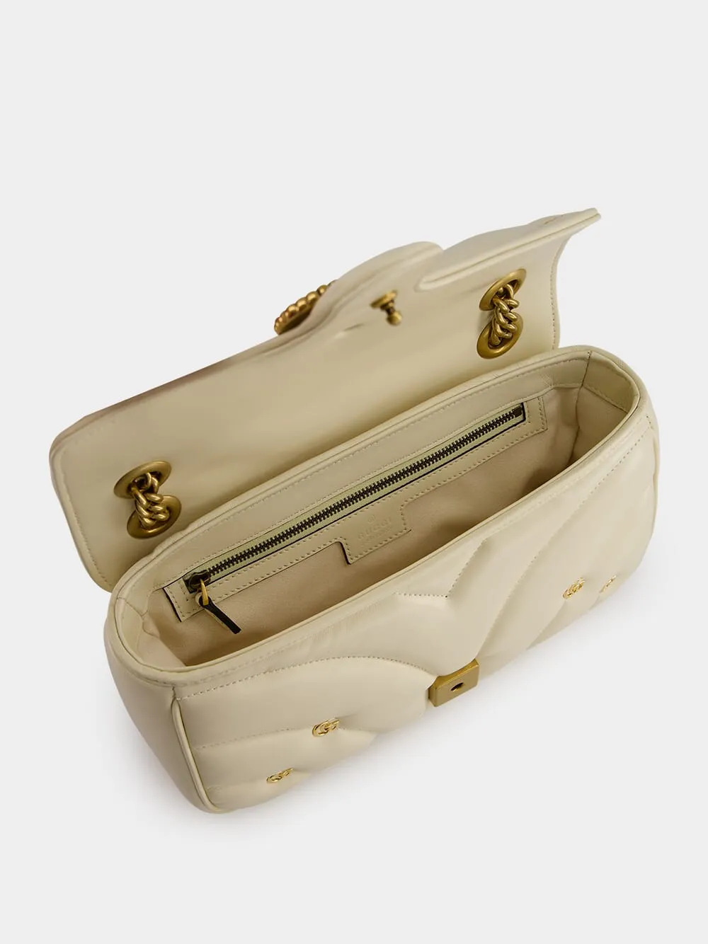 Small GG Marmont White Leather Bag
