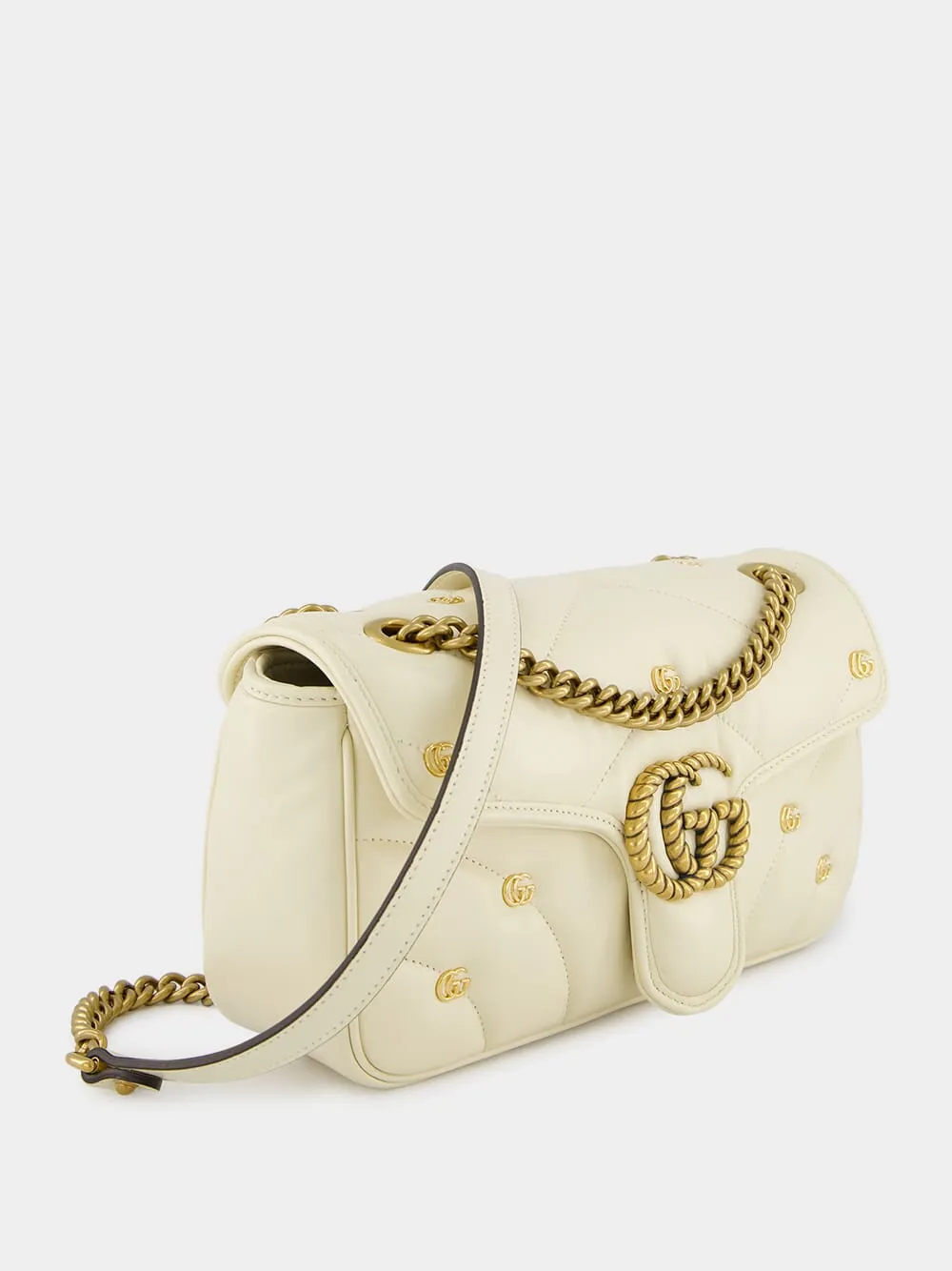 Small GG Marmont White Leather Bag