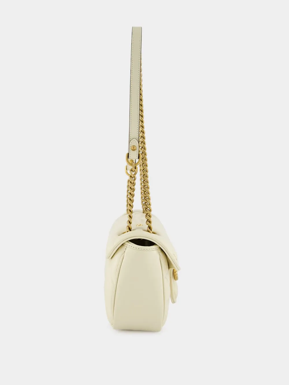 Small GG Marmont White Leather Bag