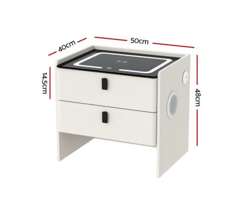 Smart Bedside Table Wireless Charging - BESS White