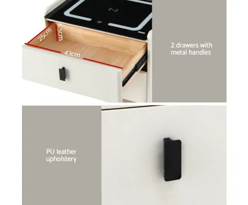 Smart Bedside Table Wireless Charging - BESS White
