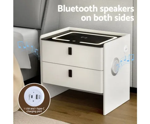Smart Bedside Table Wireless Charging - BESS White