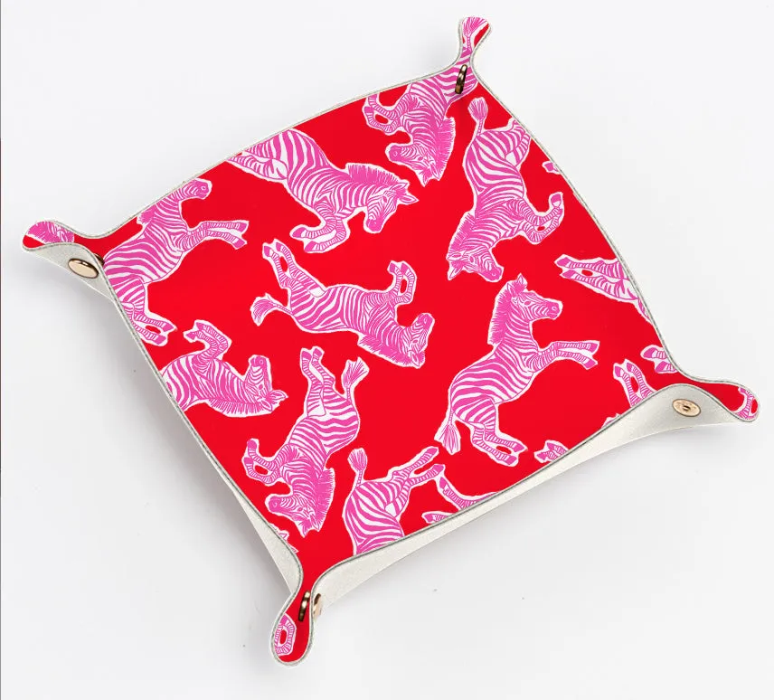 Snap Trinket Tray | Pink & Red Zebra