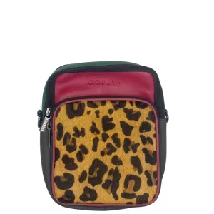 Soruka Allison Leather Double Crossbody Bag - Leopard Pink