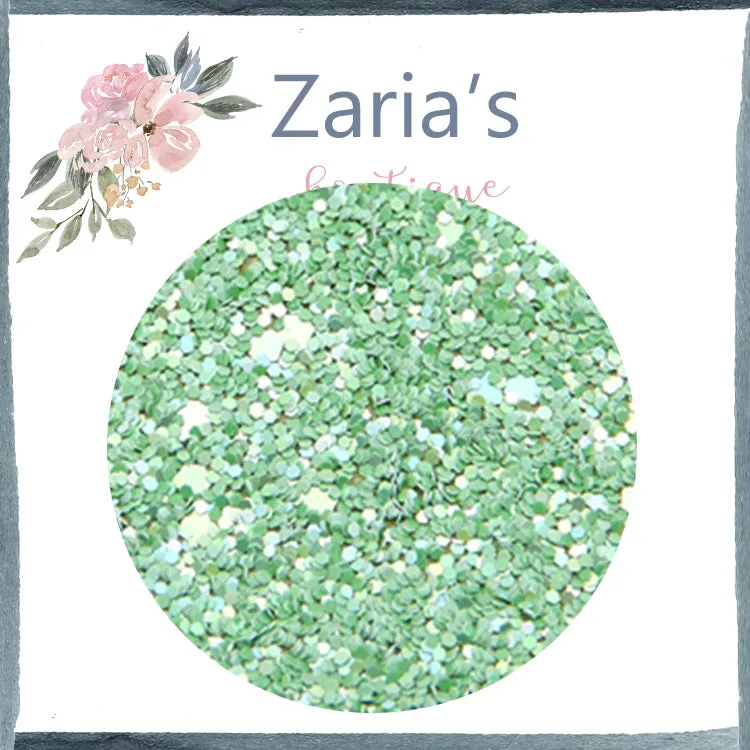 Spearmint Green ~ Chunky Glitter Canvas Fabric Sheets