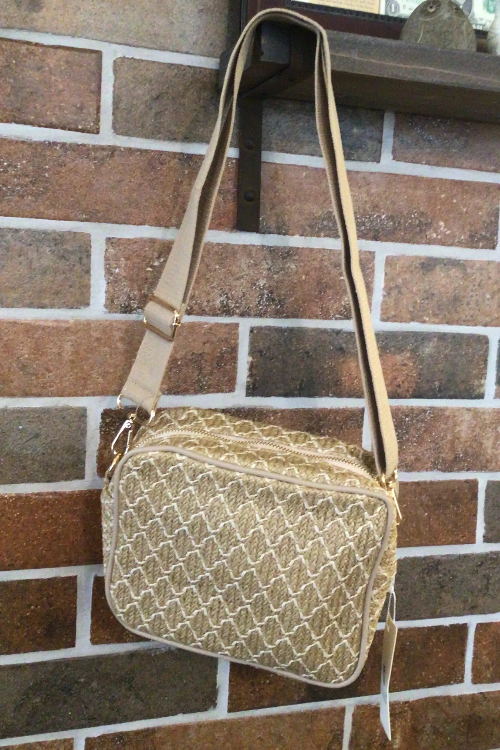 Square Crossbody Straw Bag