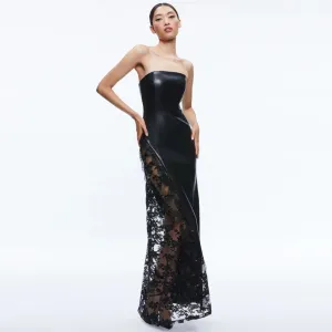 Strapless Sleeveless PU Leather Maxi Dress ZNSBA1070