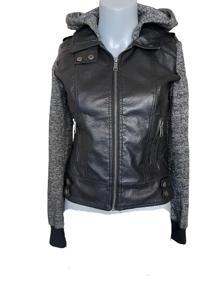 Streetwear Society Faux Leather Sweater Jacket