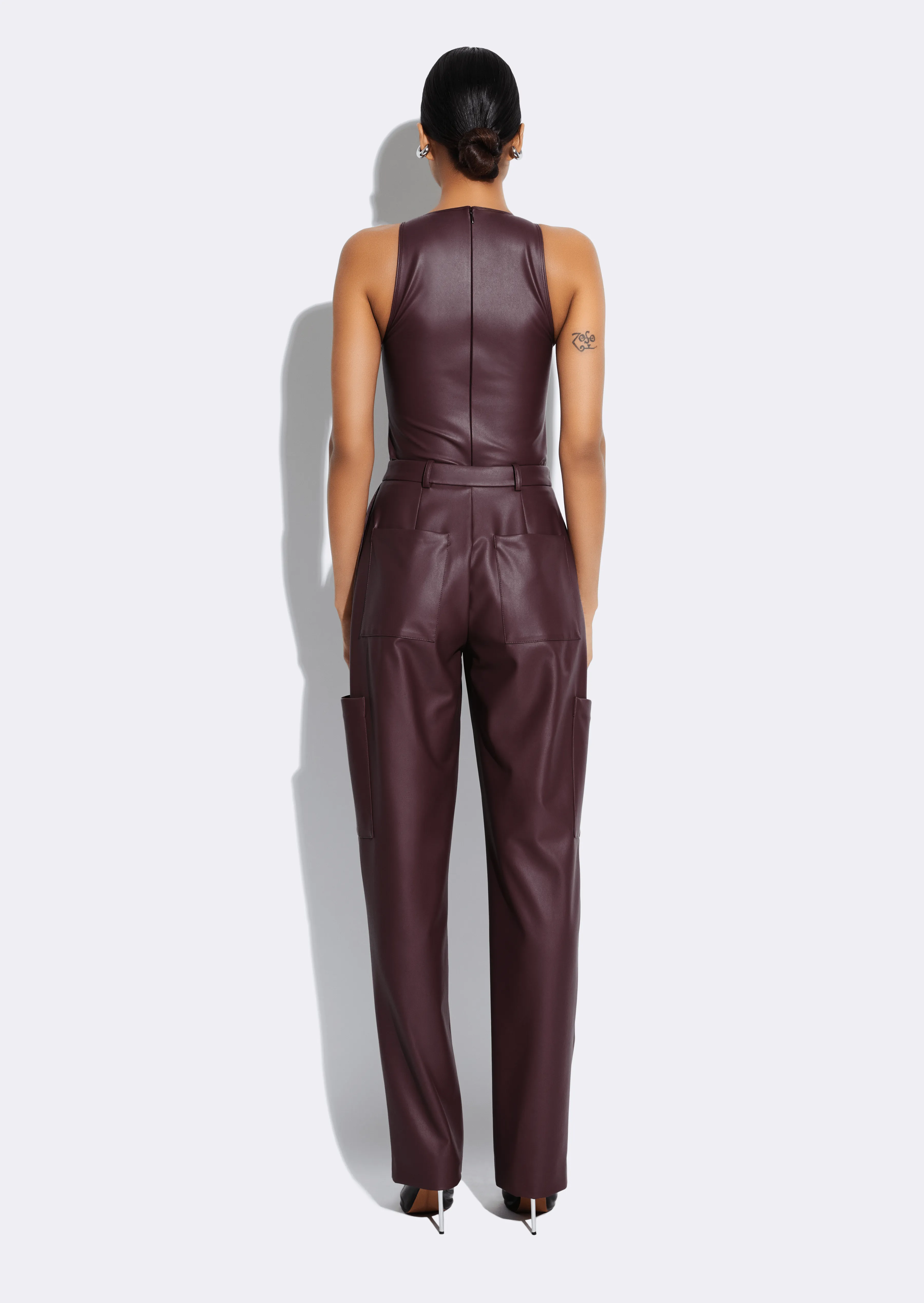 Stretch Faux Leather Tapered Trouser