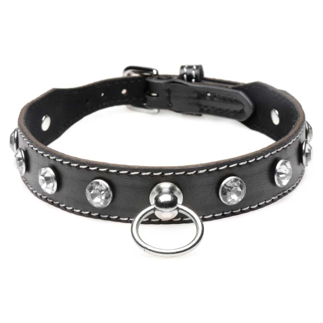 Strict Rhinestone Choker with O-Ring - Clear