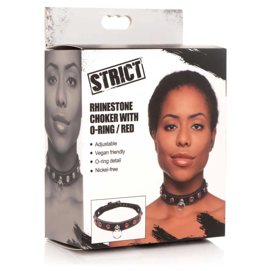 Strict Rhinestone Choker with O-Ring - Clear