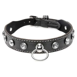 Strict Rhinestone Choker with O-Ring - Clear