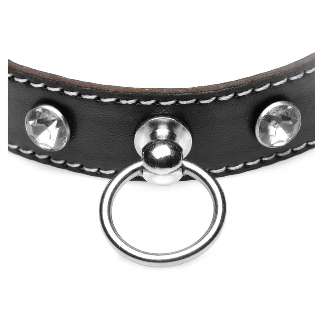 Strict Rhinestone Choker with O-Ring - Clear