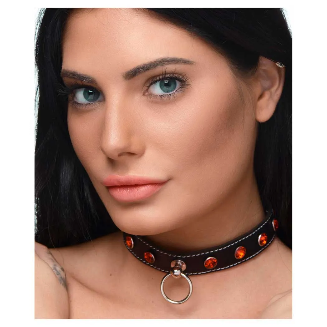Strict Rhinestone Choker with O-Ring - Clear