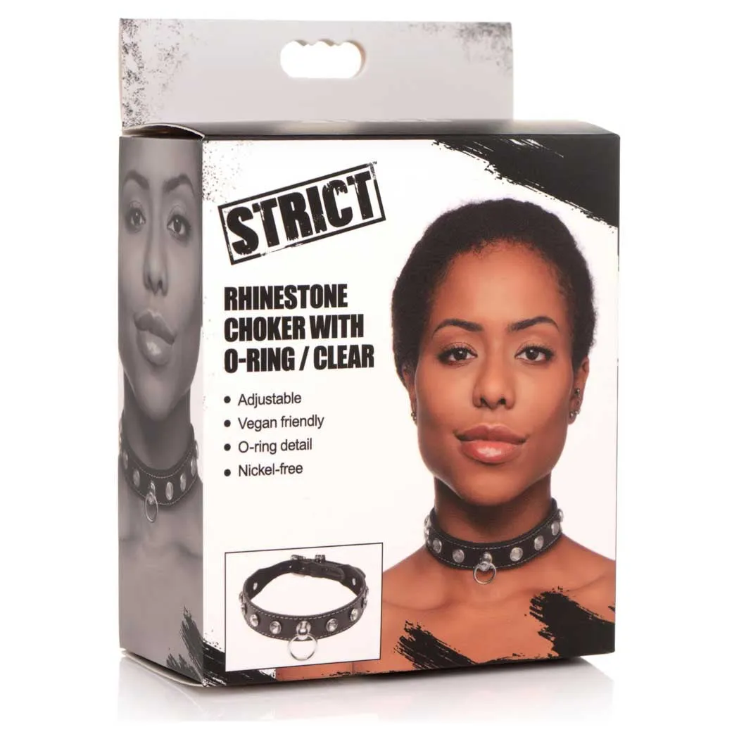 Strict Rhinestone Choker with O-Ring - Clear