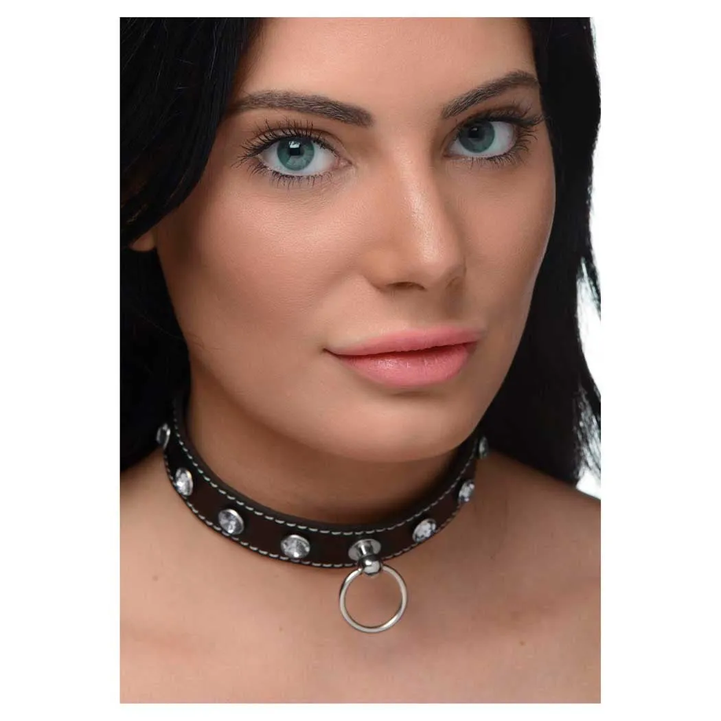 Strict Rhinestone Choker with O-Ring - Clear