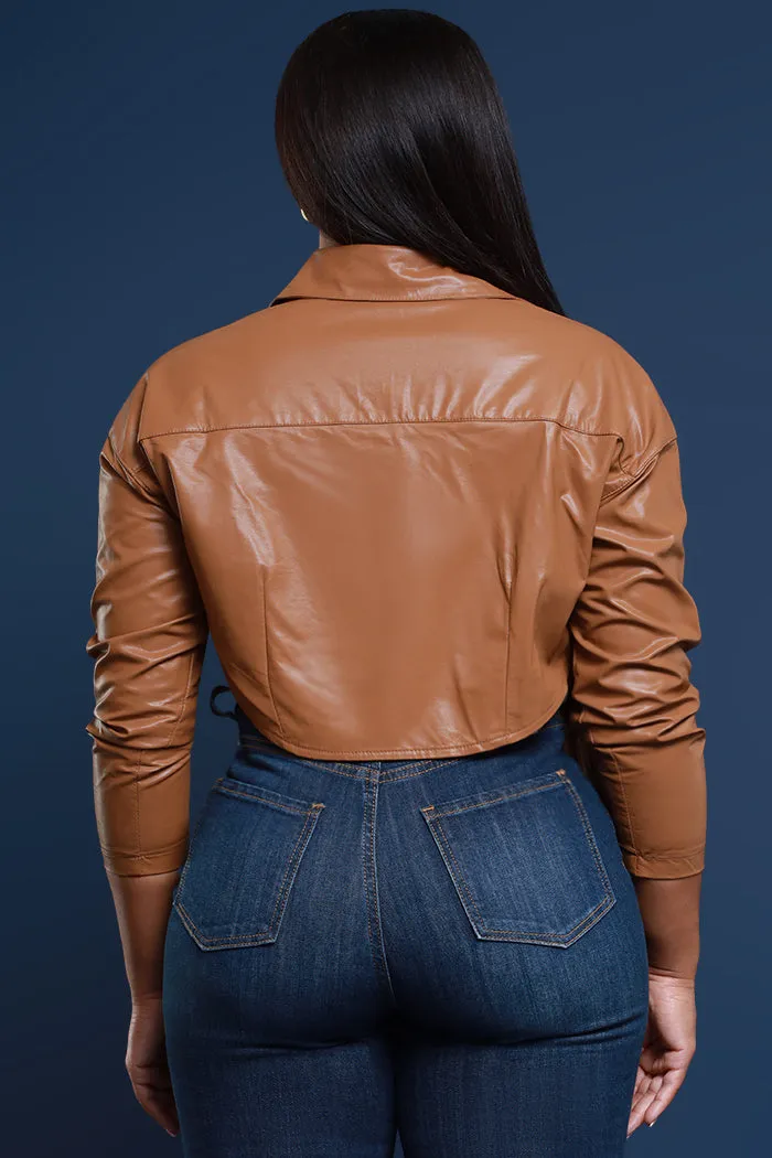 Stylish Turndown Collar PU Leather Jacket for Effortless Elegance