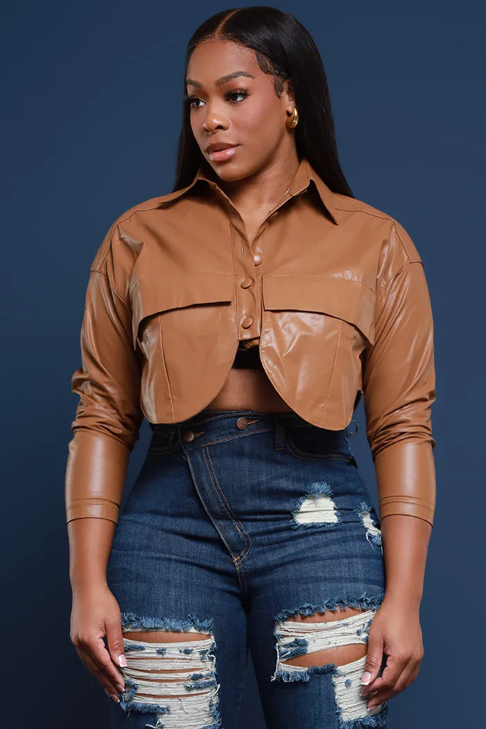 Stylish Turndown Collar PU Leather Jacket for Effortless Elegance