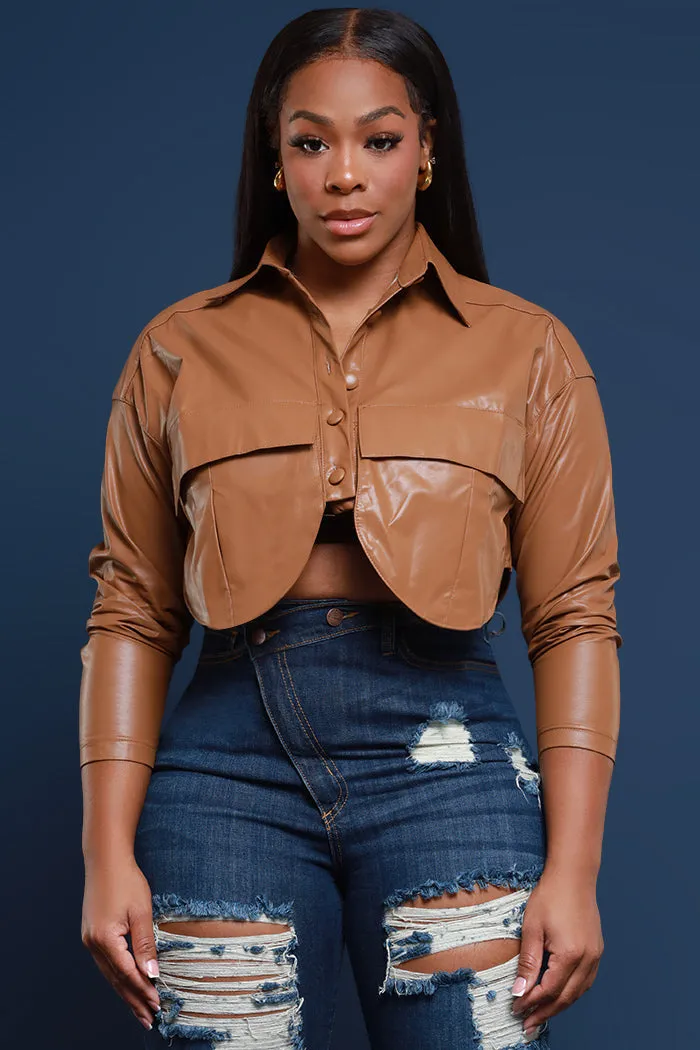 Stylish Turndown Collar PU Leather Jacket for Effortless Elegance
