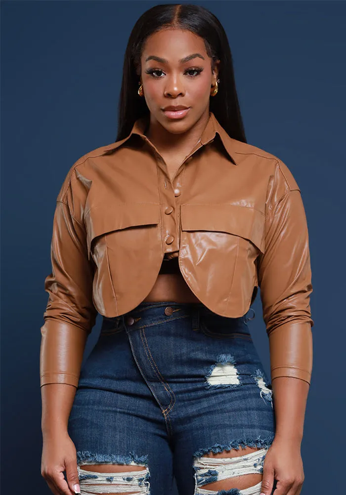 Stylish Turndown Collar PU Leather Jacket for Effortless Elegance