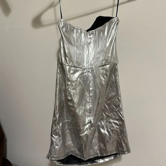 superdown nellie mini strapless metallic y2k space dress 90s New Year’s Eve