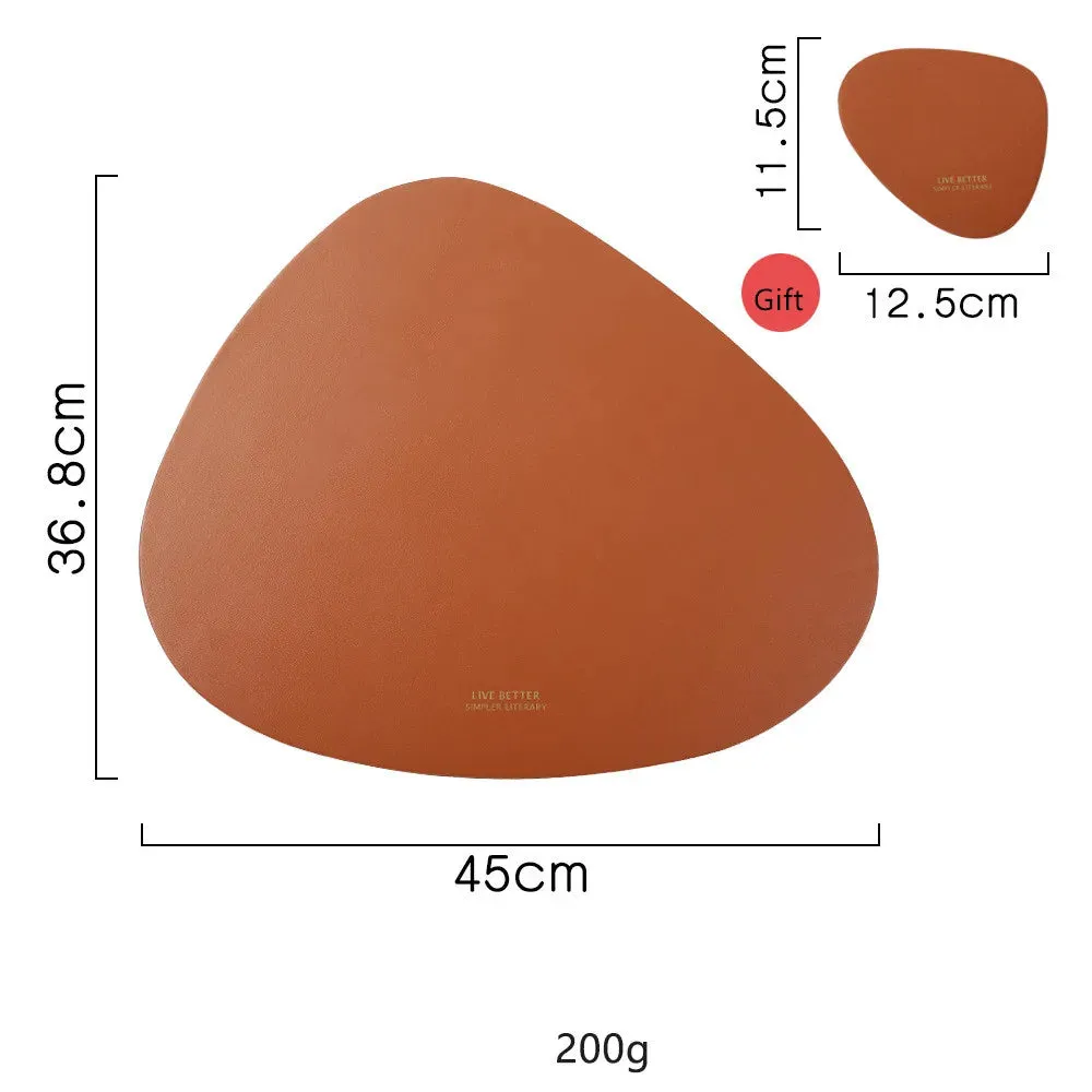 Tableware Pad Placemat Table Mat  PU Leather Heat Insulation Non-Slip Simple Placemats And Coaster Set Placemat for Dining Table