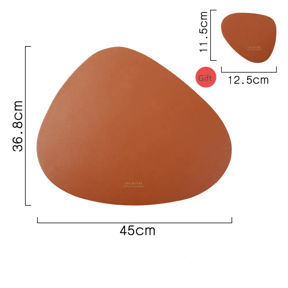 Tableware Pad Placemat Table Mat  PU Leather Heat Insulation Non-Slip Simple Placemats And Coaster Set Placemat for Dining Table