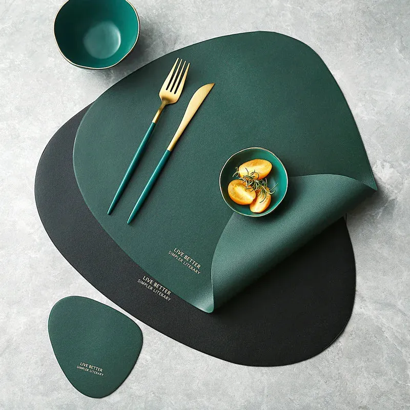 Tableware Pad Placemat Table Mat  PU Leather Heat Insulation Non-Slip Simple Placemats And Coaster Set Placemat for Dining Table