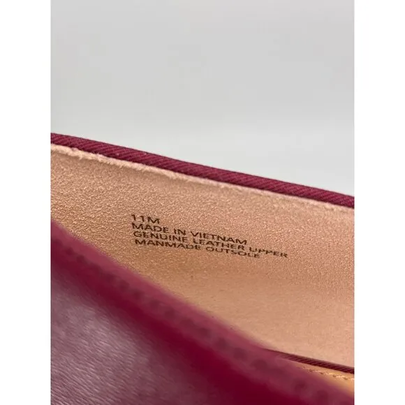Talbots Ryan Quilted Leather Loafer Flat Shoe Burgundy Wine Red Size 11