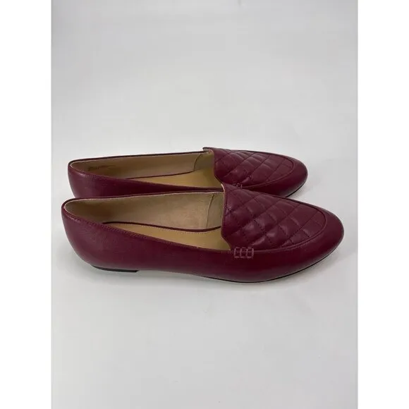 Talbots Ryan Quilted Leather Loafer Flat Shoe Burgundy Wine Red Size 11
