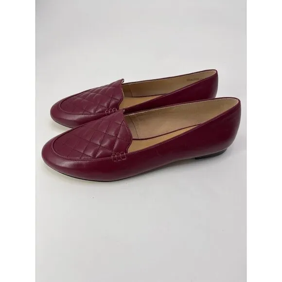 Talbots Ryan Quilted Leather Loafer Flat Shoe Burgundy Wine Red Size 11