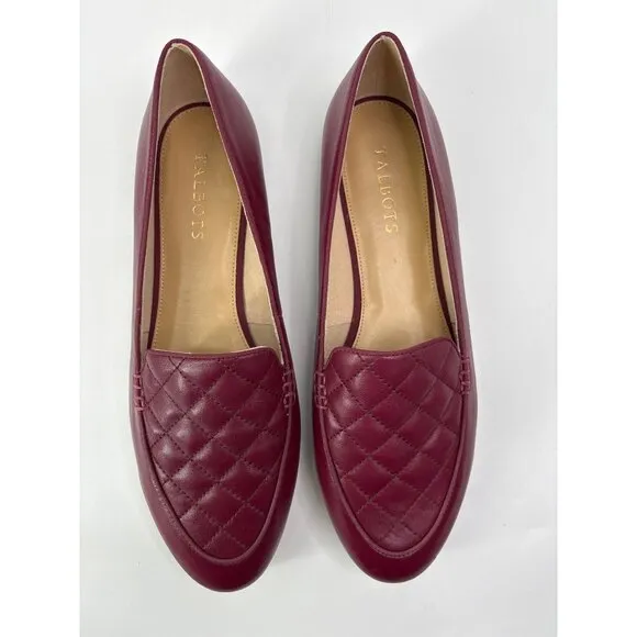 Talbots Ryan Quilted Leather Loafer Flat Shoe Burgundy Wine Red Size 11
