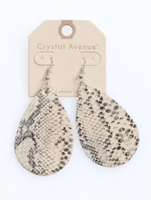 Tan Animal Print Faux Leather Earrings