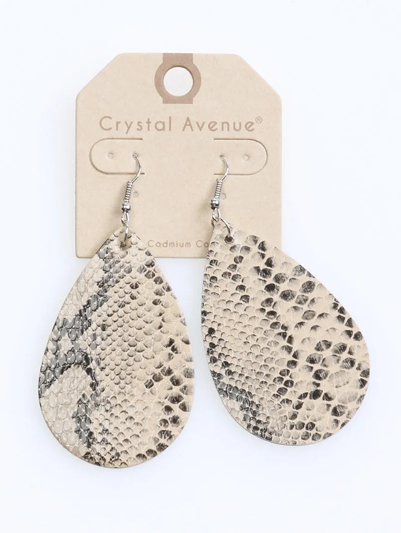 Tan Animal Print Faux Leather Earrings