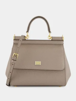 Taupe Small Dauphine Leather Sicily Bag