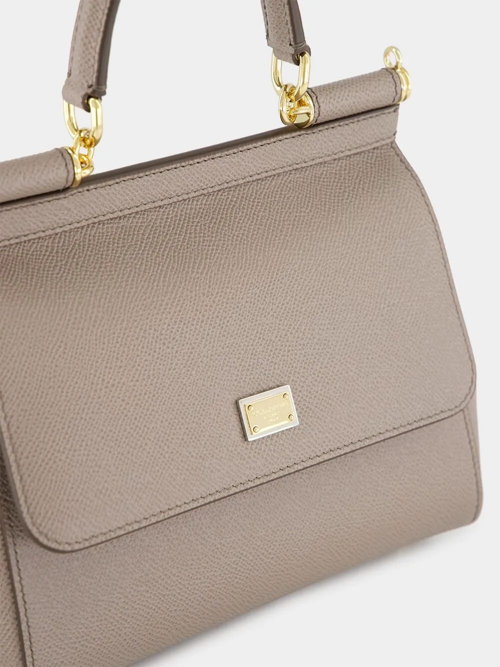 Taupe Small Dauphine Leather Sicily Bag
