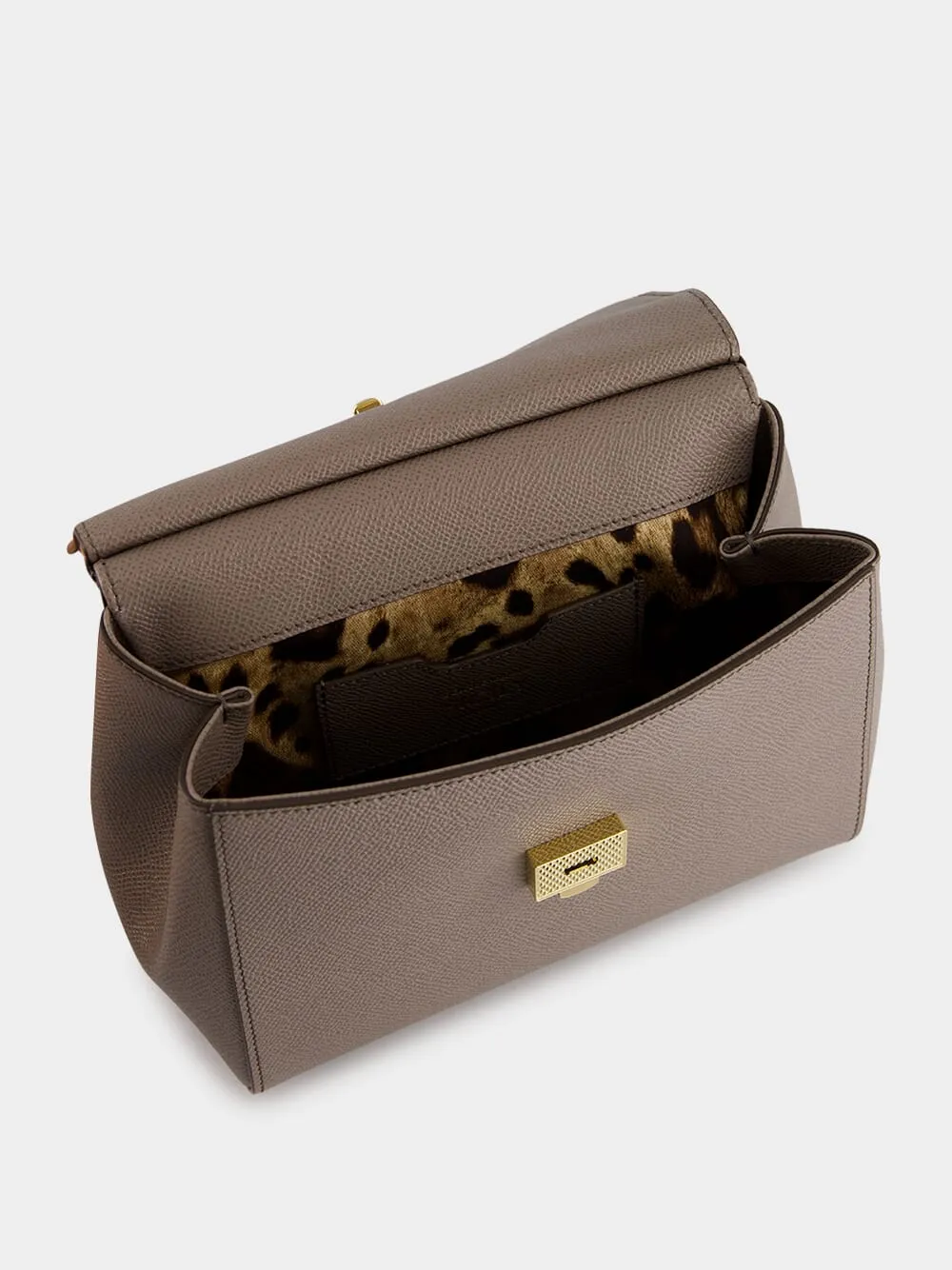 Taupe Small Dauphine Leather Sicily Bag