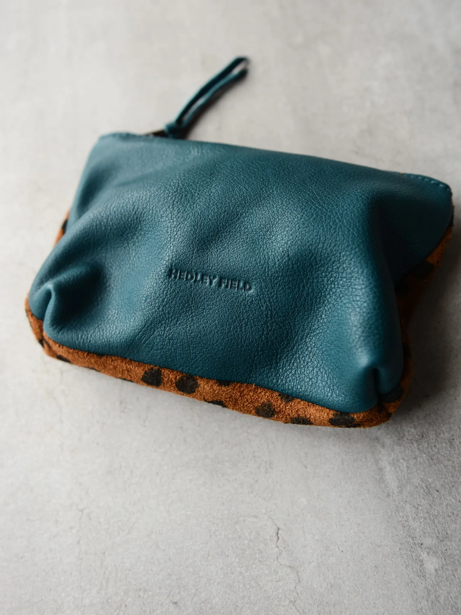 TEAL CHEETAH CONTRAST POUCH