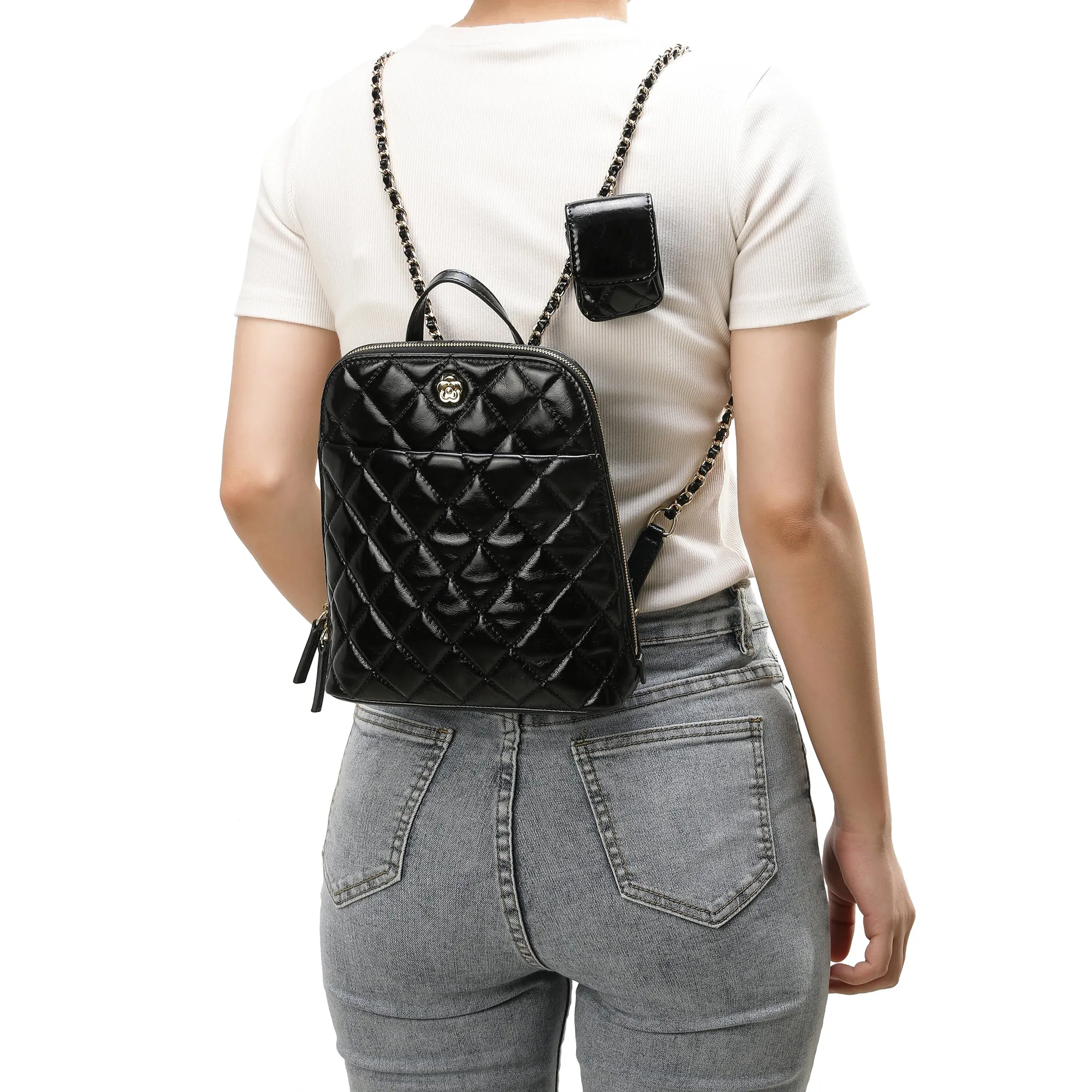 Tiffany & Fred Quilted Lambskin Leather Backpack