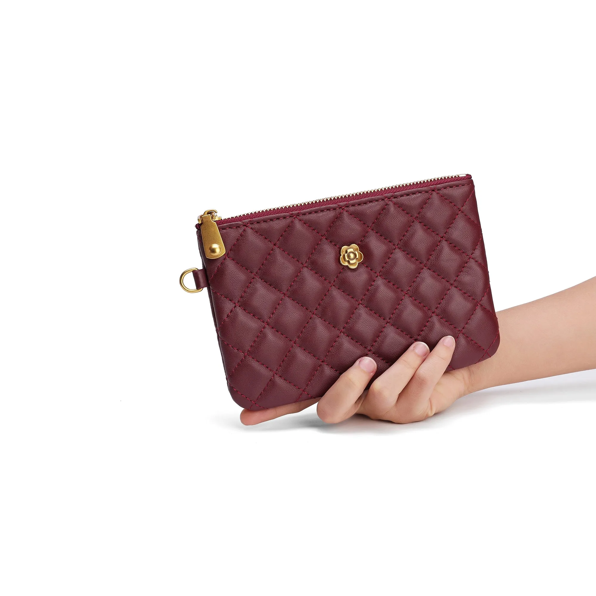 Tiffany & Fred Quilted Sheepskin Leather Pouch/Wallet