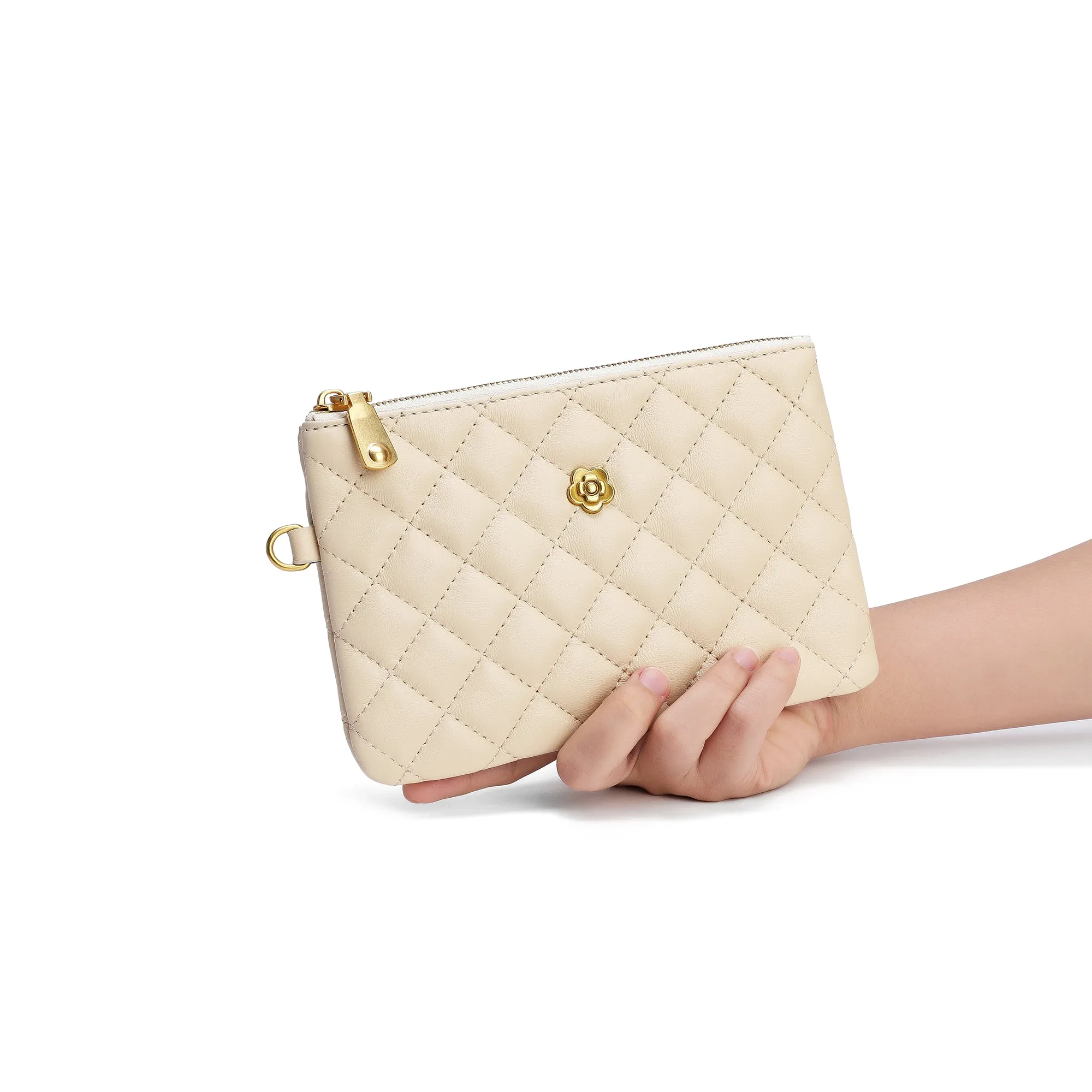 Tiffany & Fred Quilted Sheepskin Leather Pouch/Wallet