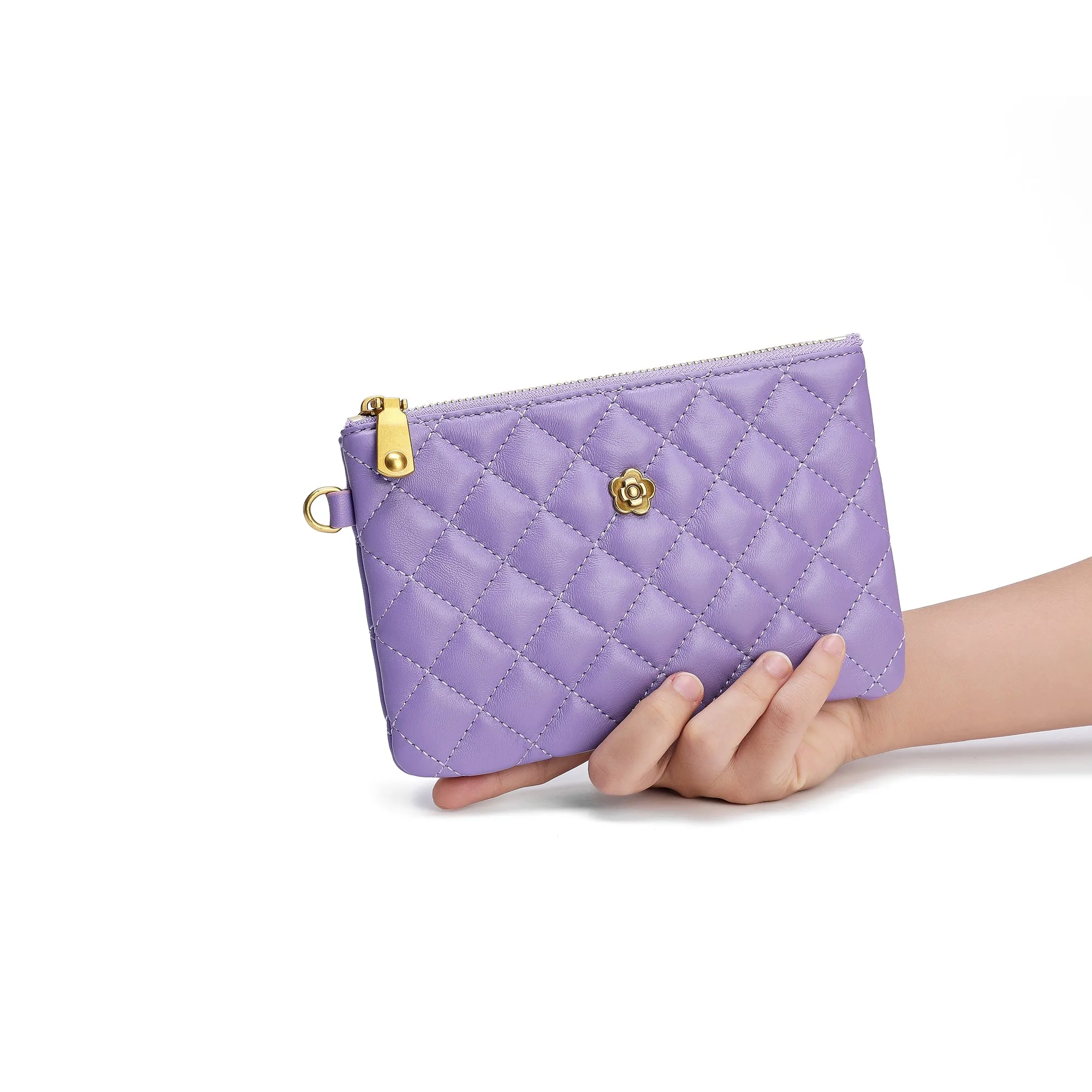 Tiffany & Fred Quilted Sheepskin Leather Pouch/Wallet