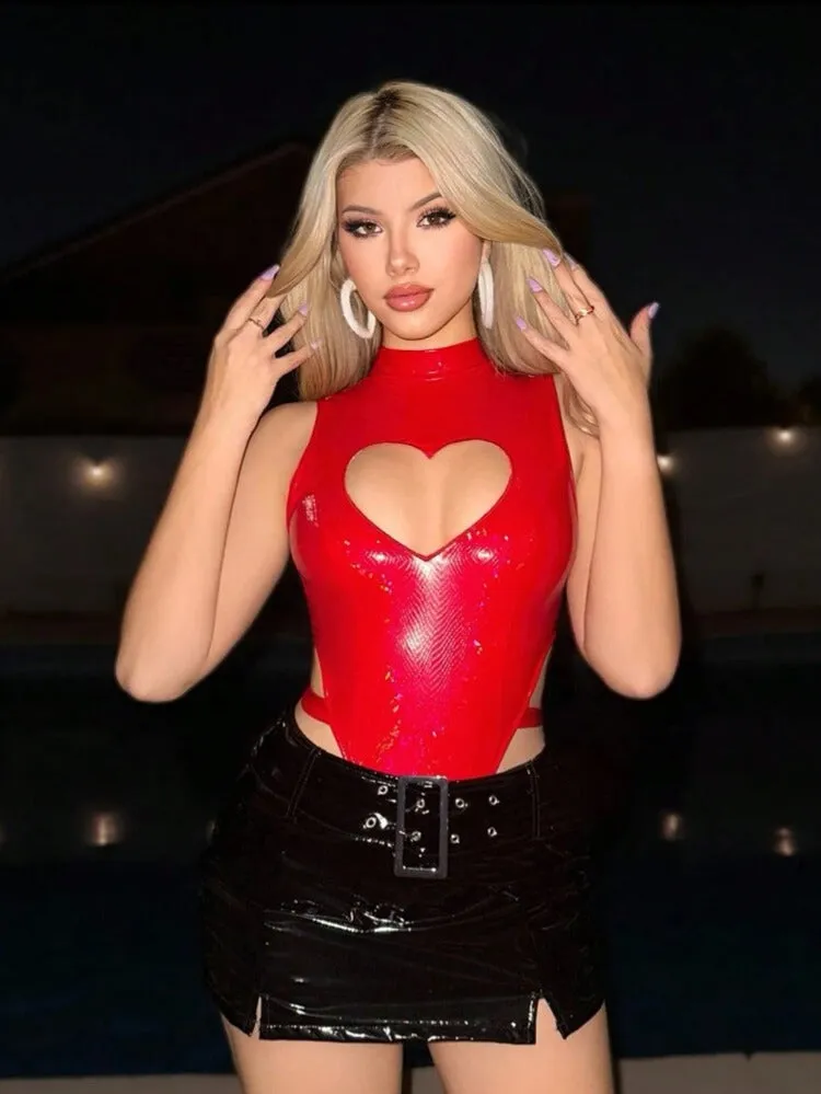 Tu Corazón High Neck Sleeveless Bodysuit