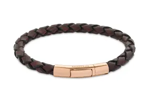 Tubo Scoubidou bracelet in brown leather with 18k rose gold