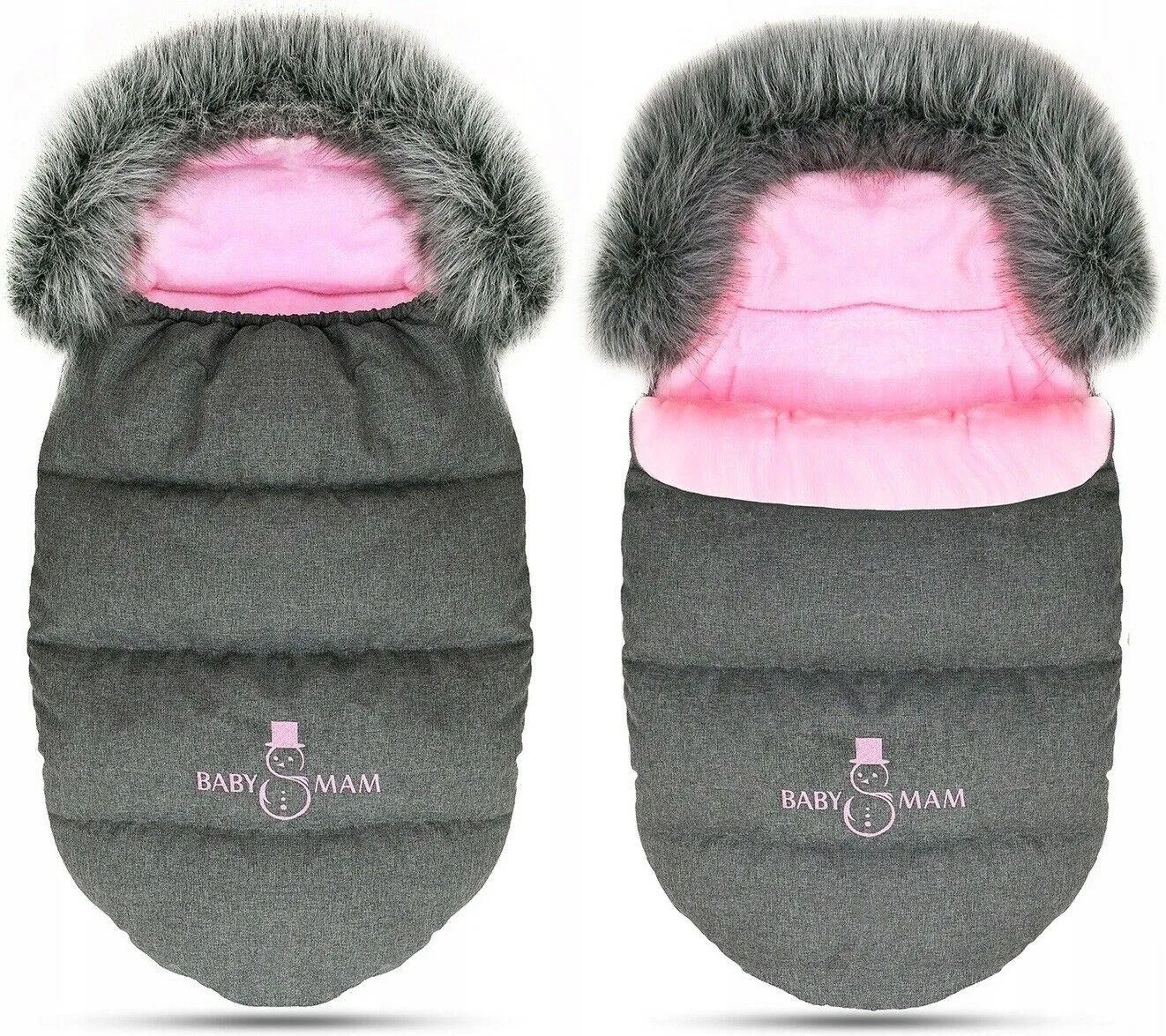 Universal Footmuff Husky Snowman Dark Grey/ Pink