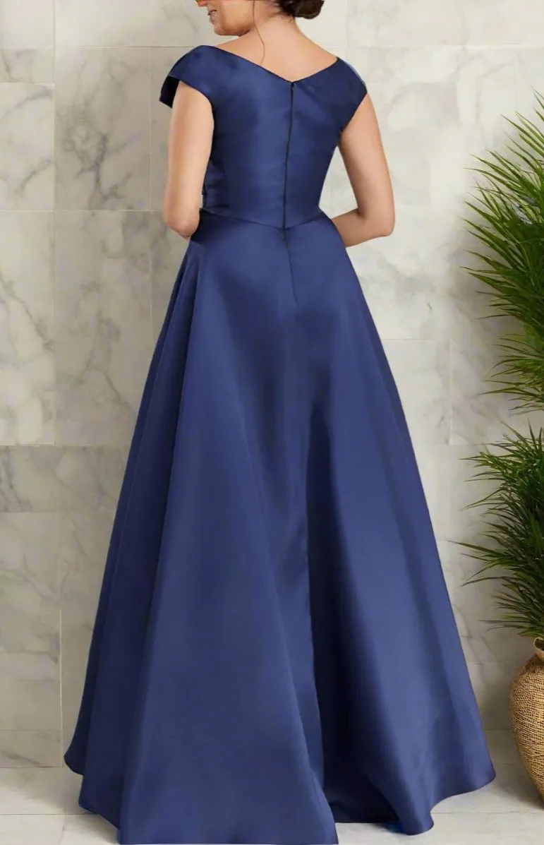V-Neck A-Line Ruched Satin Mother of The Bride Dresses