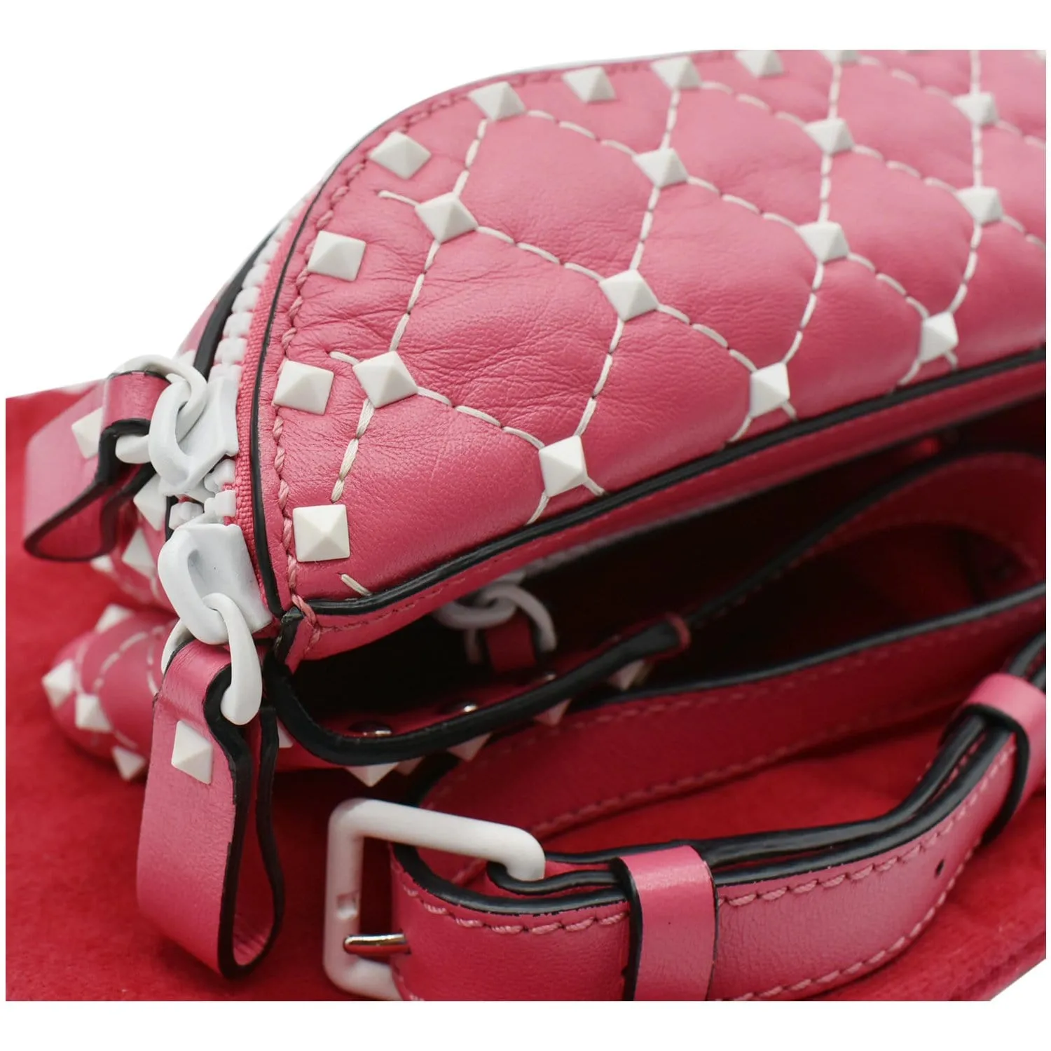 VALENTINO Free Rockstud Spike Leather Belt Bag Pink