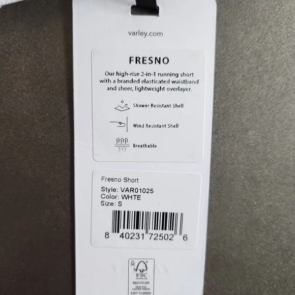 VARLEY‎ Womens White Fresno Shorts Size Small NWT Lightweight Breathable Running