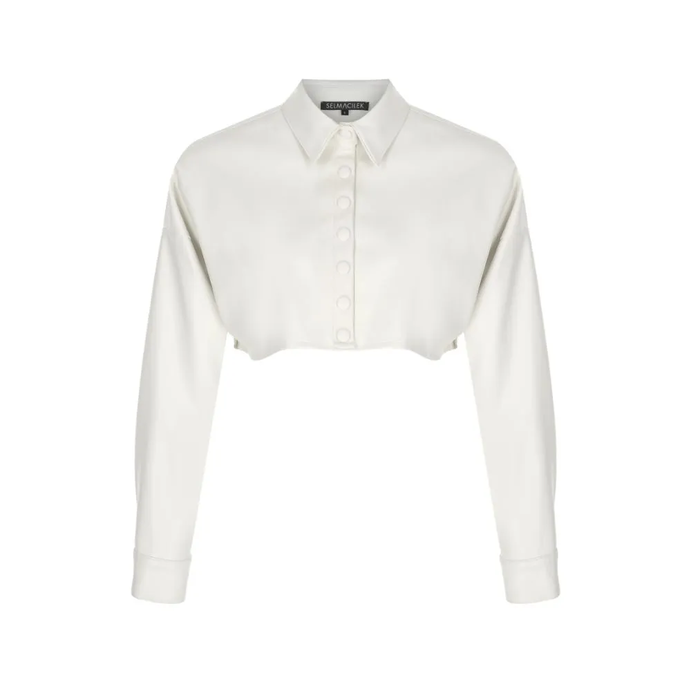 Vegan-Leather Crop Shirt